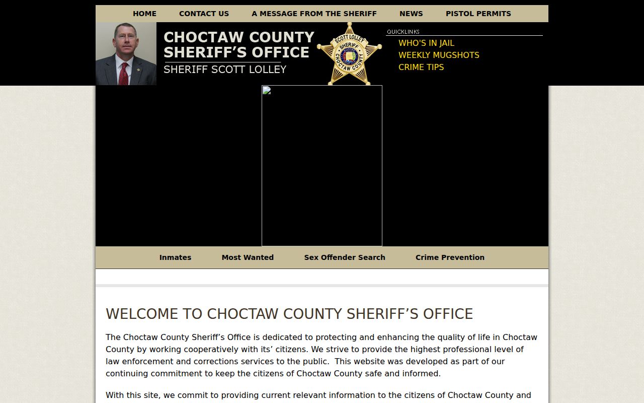Choctaw County arrest records sheriff homepage and charge links