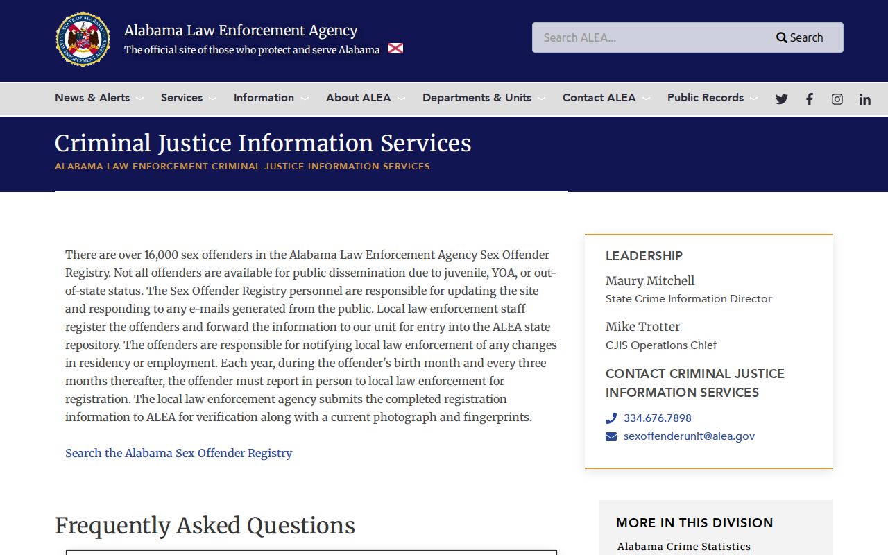 Choctaw County arrest records ALEA sex offender registry reference