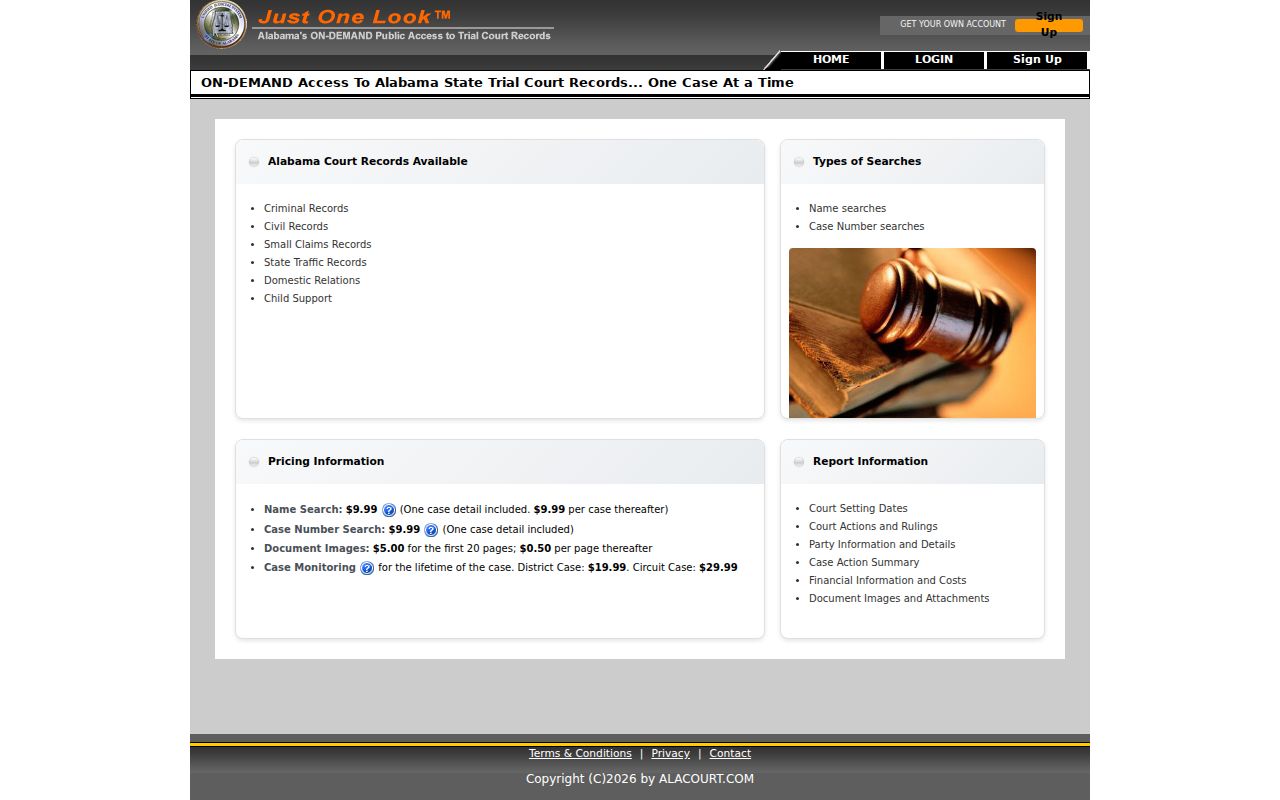 Choctaw County court records Alacourt ACCESS search portal