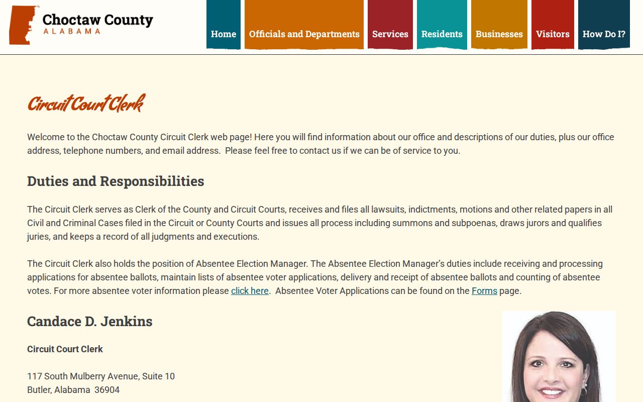 Choctaw County court records Circuit Court Clerk page