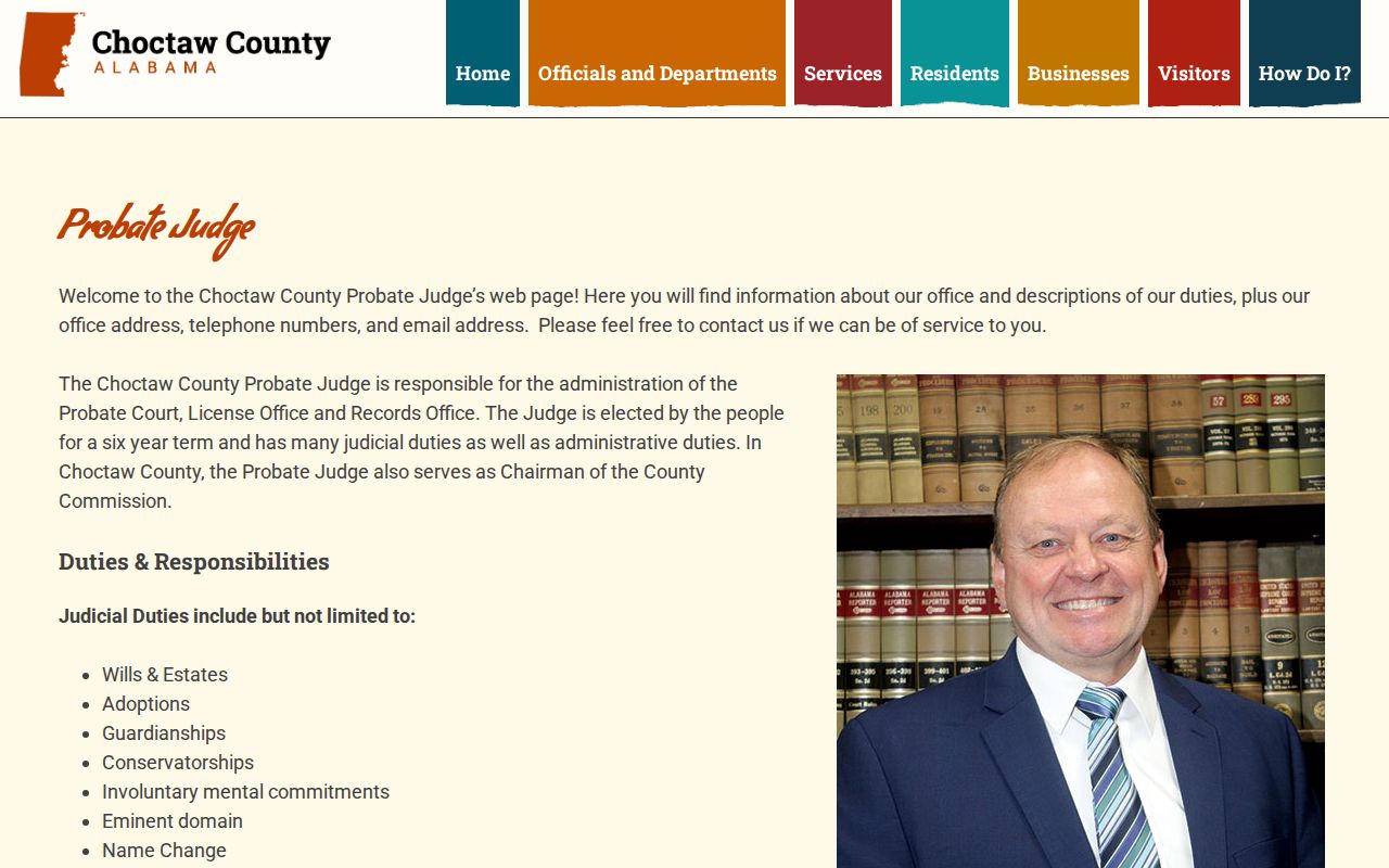 Choctaw County probate court records Probate Judge page