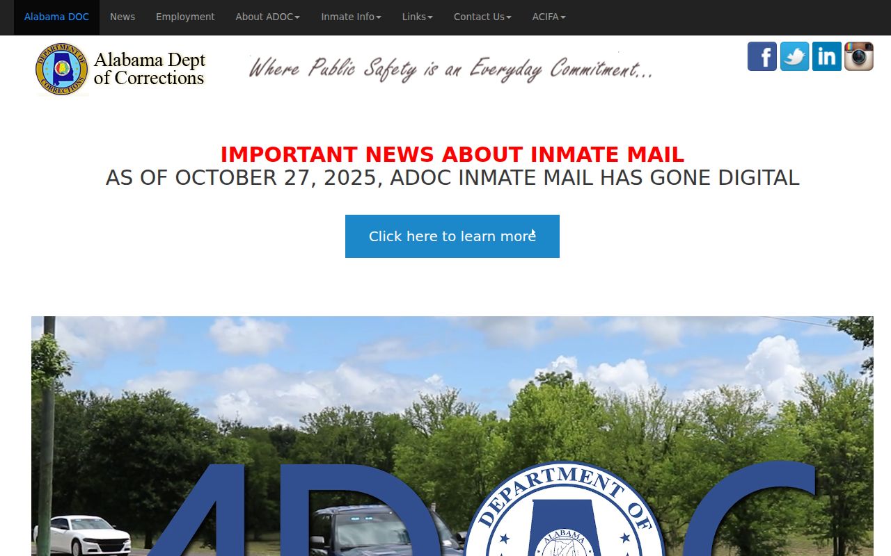 Choctaw County inmate records ADOC statewide homepage