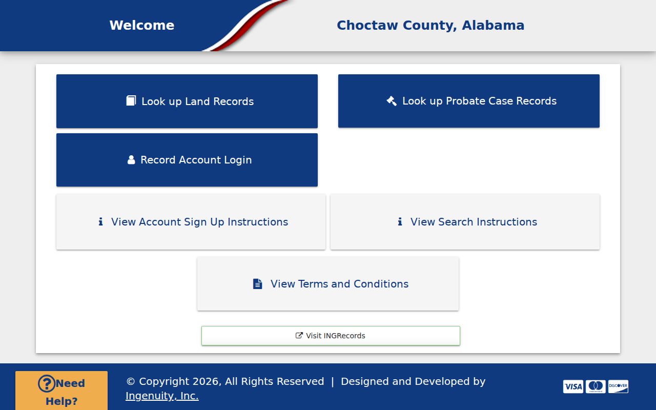 Choctaw County probate records ING Probate online services portal