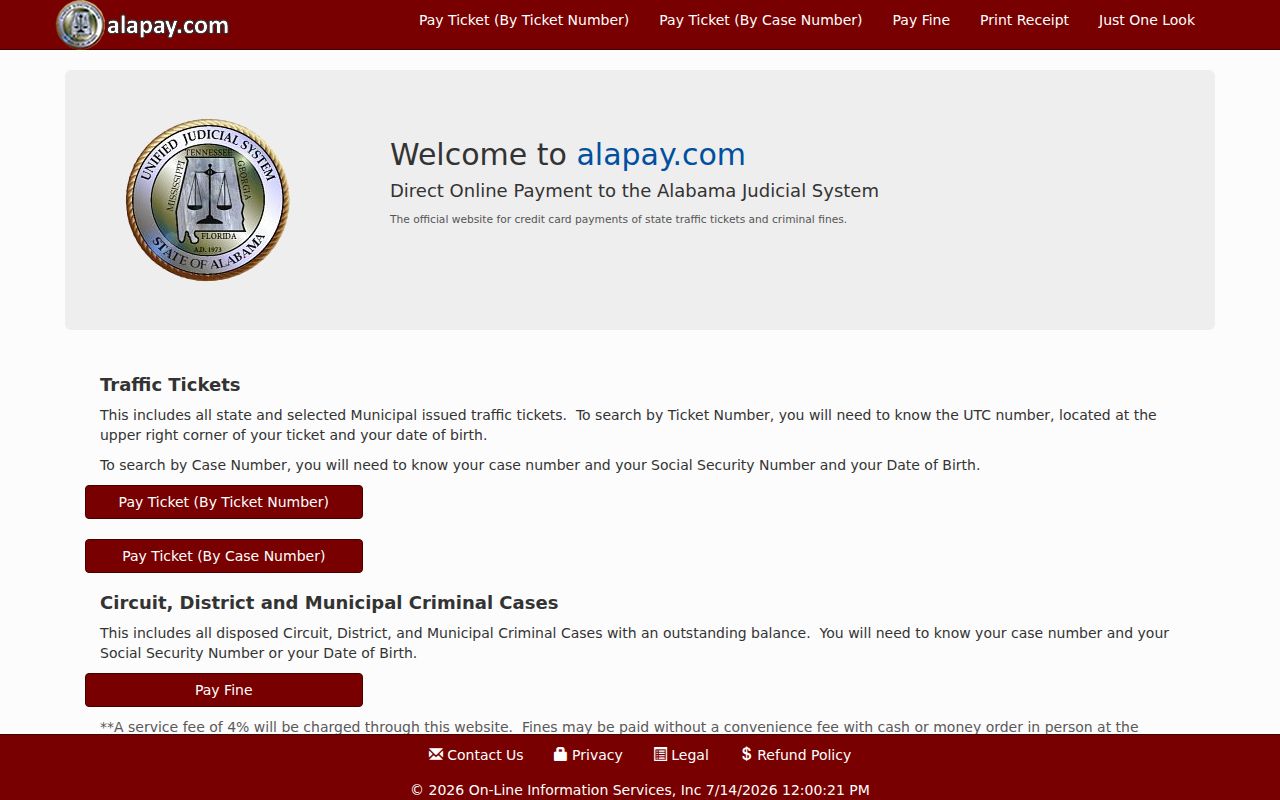 Choctaw County traffic court records Alapay payment site