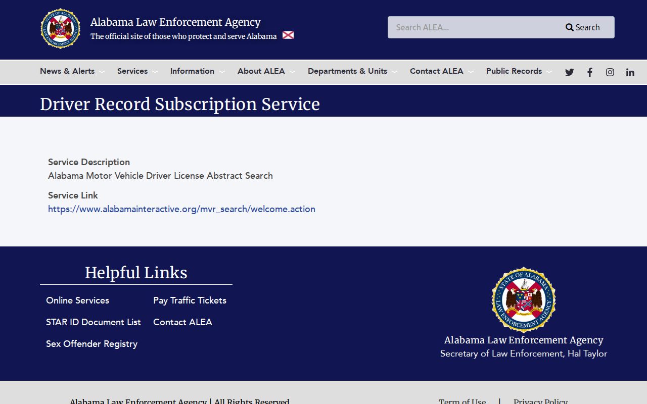 Choctaw County traffic court records ALEA driver record subscription