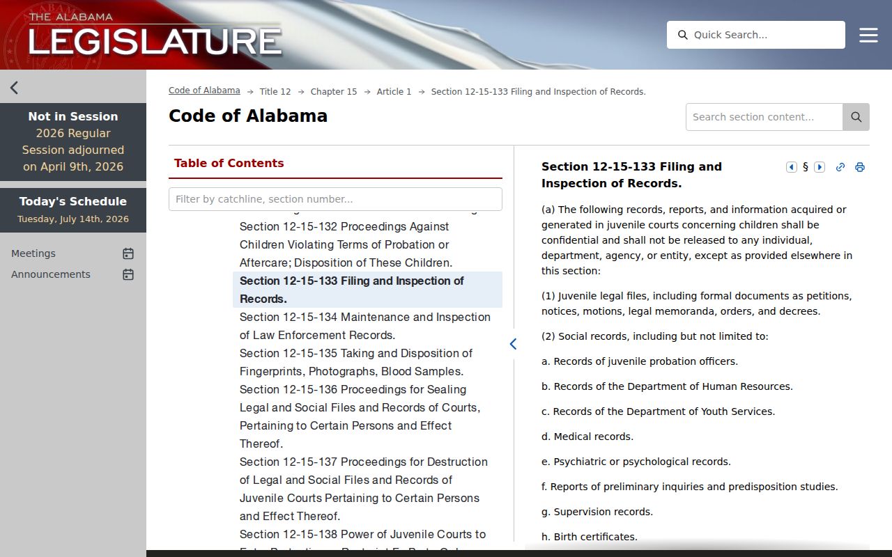 Choctaw County warrant records juvenile confidentiality statute